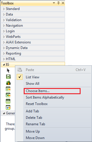 Infragistics Document Export ASP Visual Studio Toolbox Infragistics Document Export ASP Visual Studio Toolbox