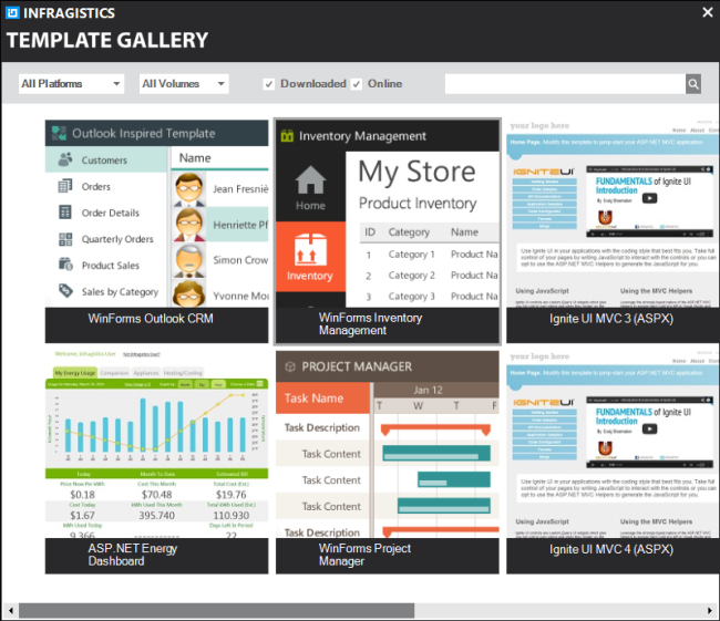 Infragistics Template Gallery Wizard