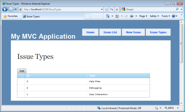 Issue Types: Using the WebDataGrid