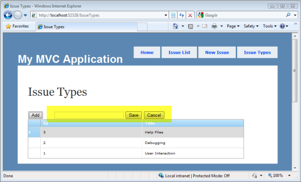 IssueTypes: Using the RowEditTemplate to add items to the list