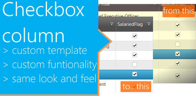 jQuery Grid checkbox column alternative using template to enchance funtionality and match experience.