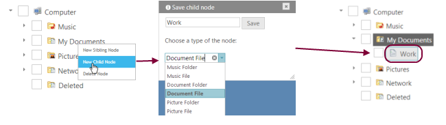 Adding a child node to igTree